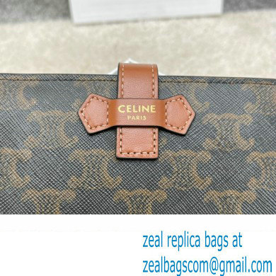 celine Medium Strap Wallet in Triomphe Canvas and lambskin Tan 2022 - Click Image to Close