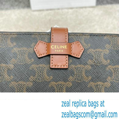 celine Medium Strap Wallet in Triomphe Canvas and lambskin Tan 2022