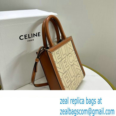 celine Mini Vertical Cabas bag in TEXTILE WITH CELINE ALL-OVER print Natural / Tan 2023