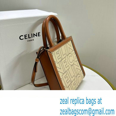 celine Mini Vertical Cabas bag in TEXTILE WITH CELINE ALL-OVER print Natural / Tan 2023 - Click Image to Close