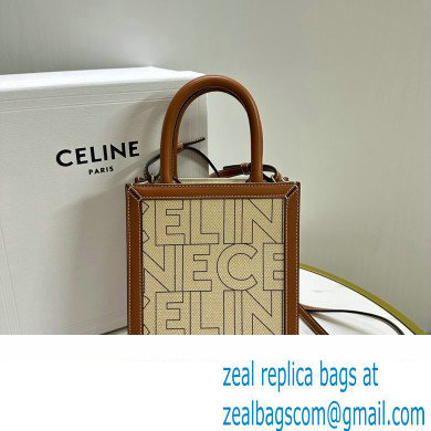 celine Mini Vertical Cabas bag in TEXTILE WITH CELINE ALL-OVER print Natural / Tan 2023 - Click Image to Close