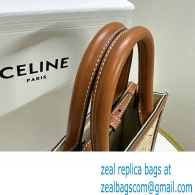 celine Mini Vertical Cabas bag in TEXTILE WITH CELINE ALL-OVER print Natural / Tan 2023