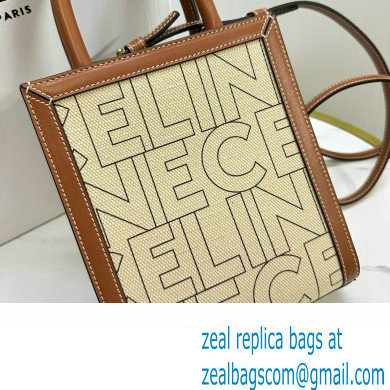 celine Mini Vertical Cabas bag in TEXTILE WITH CELINE ALL-OVER print Natural / Tan 2023