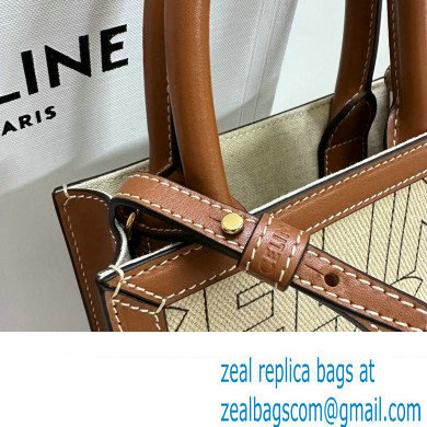 celine Mini Vertical Cabas bag in TEXTILE WITH CELINE ALL-OVER print Natural / Tan 2023