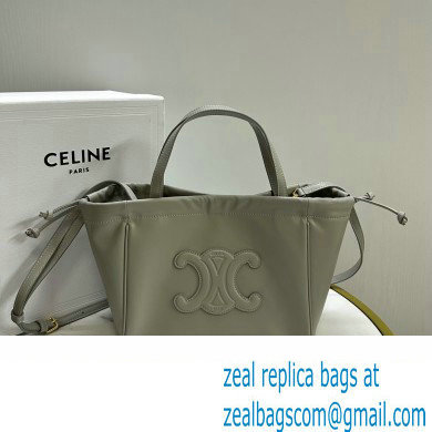 celine SMALL CABAS DRAWSTRING CUIR TRIOMPHE in Smooth Calfskin gray 2023 - Click Image to Close