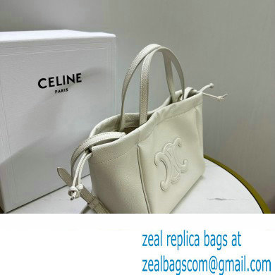 celine SMALL CABAS DRAWSTRING CUIR TRIOMPHE in Smooth Calfskin white 2023 - Click Image to Close