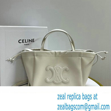 celine SMALL CABAS DRAWSTRING CUIR TRIOMPHE in Smooth Calfskin white 2023 - Click Image to Close