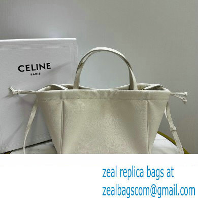 celine SMALL CABAS DRAWSTRING CUIR TRIOMPHE in Smooth Calfskin white 2023 - Click Image to Close