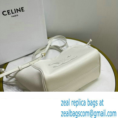 celine SMALL CABAS DRAWSTRING CUIR TRIOMPHE in Smooth Calfskin white 2023 - Click Image to Close