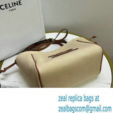 celine SMALL CABAS DRAWSTRING CUIR TRIOMPHE in TEXTILE AND CALFSKIN Natural / Tan 2023