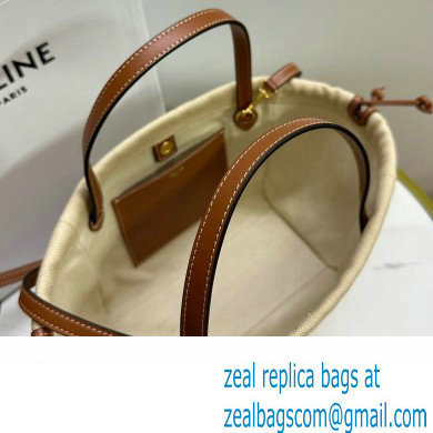 celine SMALL CABAS DRAWSTRING CUIR TRIOMPHE in TEXTILE AND CALFSKIN Natural / Tan 2023