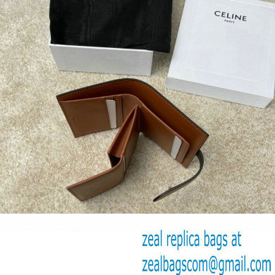 celine Small Strap Wallet in Triomphe Canvas and lambskin Tan 2022