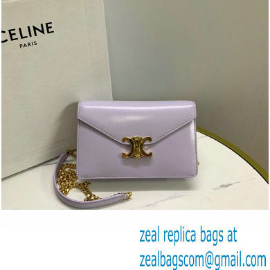 celine Wallet on Chain TRIOMPHE in Shiny calfskin Light Lavender 2023 - Click Image to Close