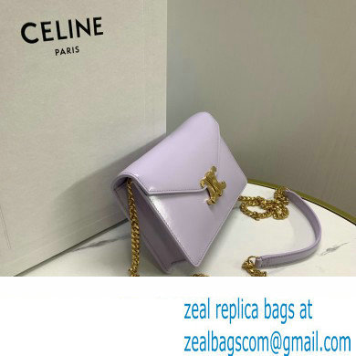 celine Wallet on Chain TRIOMPHE in Shiny calfskin Light Lavender 2023 - Click Image to Close