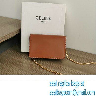 celine Wallet on Chain TRIOMPHE in Shiny calfskin tan 2023