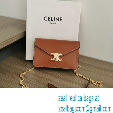 celine Wallet on Chain TRIOMPHE in Shiny calfskin tan 2023