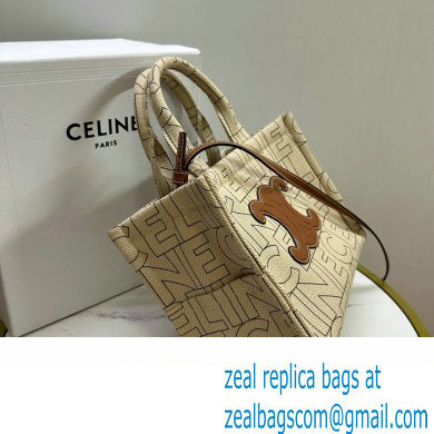 celine small Cabas bag in TEXTILE WITH CELINE ALL-OVER print Natural / Tan 2023