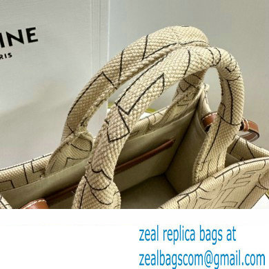 celine small Cabas bag in TEXTILE WITH CELINE ALL-OVER print Natural / Tan 2023 - Click Image to Close