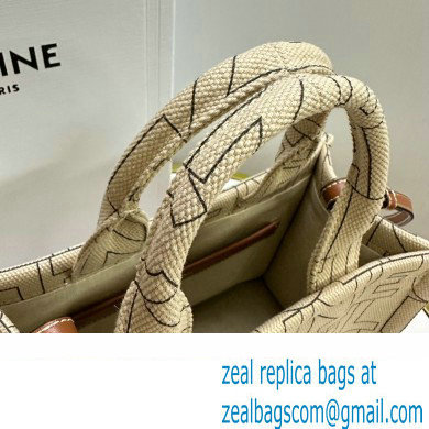 celine small Cabas bag in TEXTILE WITH CELINE ALL-OVER print Natural / Tan 2023