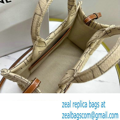 celine small Cabas bag in TEXTILE WITH CELINE ALL-OVER print Natural / Tan 2023