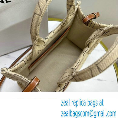 celine small Cabas bag in TEXTILE WITH CELINE ALL-OVER print Natural / Tan 2023 - Click Image to Close