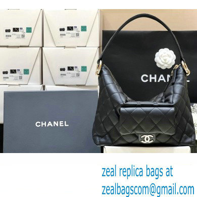 chanel black calfskin HOBO bag AS4347 2023(ORIGINAL QUALITY)