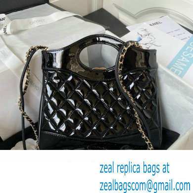 chanel mini 31 bag in patent leather AS4133 BLACK 2023