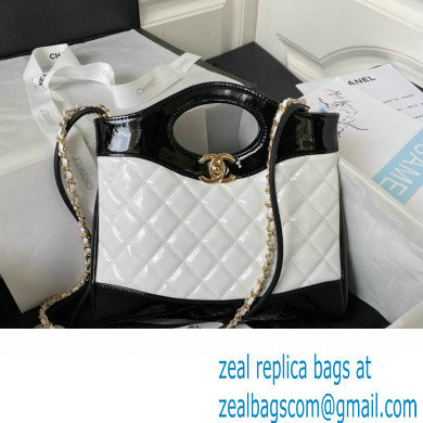 chanel mini 31 bag in patent leather AS4133 WHITE/BLACK 2023