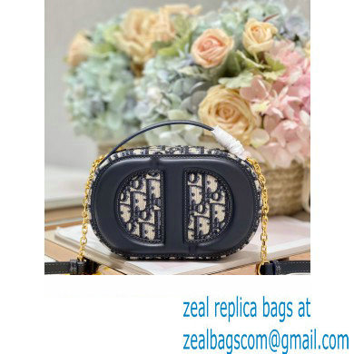 dior Blue Dior Oblique Jacquard CD Signature Oval Camera Bag 2023 - Click Image to Close
