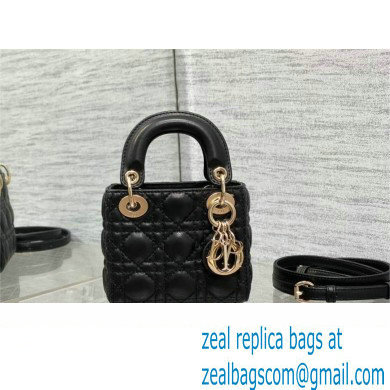 dior Lady Dior Micro Bag in Black Cannage Lambskin 2023