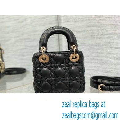 dior Lady Dior Micro Bag in Black Cannage Lambskin 2023