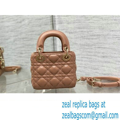 dior Lady Dior Micro Bag in Blush Cannage Lambskin 2023