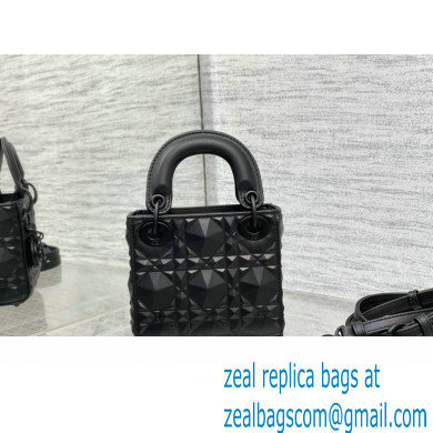 dior Lady Dior Micro Bag in black Cannage Calfskin with Diamond Motif 2023 - Click Image to Close