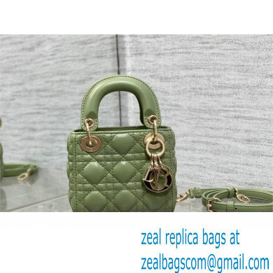 dior Lady Dior Micro Bag in ethereal green Cannage Lambskin 2023 - Click Image to Close