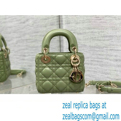 dior Lady Dior Micro Bag in ethereal green Cannage Lambskin 2023 - Click Image to Close