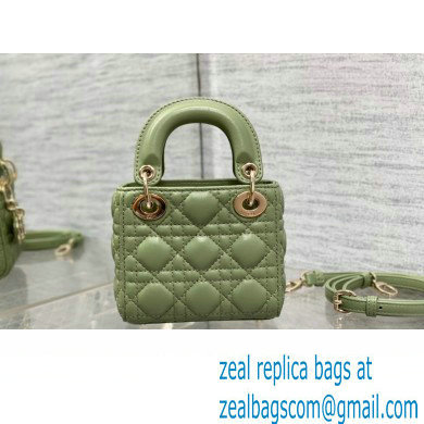 dior Lady Dior Micro Bag in ethereal green Cannage Lambskin 2023