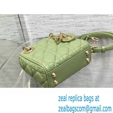 dior Lady Dior Micro Bag in ethereal green Cannage Lambskin 2023 - Click Image to Close