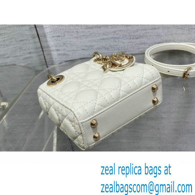 dior Lady Dior Micro Bag in white Cannage Lambskin 2023 - Click Image to Close