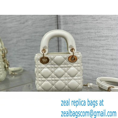 dior Lady Dior Micro Bag in white Cannage Lambskin 2023 - Click Image to Close