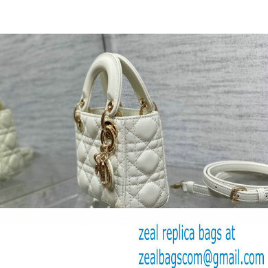 dior Lady Dior Micro Bag in white Cannage Lambskin 2023 - Click Image to Close
