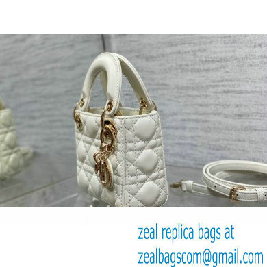 dior Lady Dior Micro Bag in white Cannage Lambskin 2023