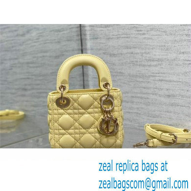 dior Lady Dior Micro Bag in yellow Cannage Lambskin 2023 - Click Image to Close