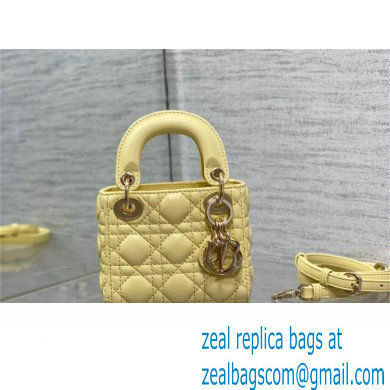 dior Lady Dior Micro Bag in yellow Cannage Lambskin 2023