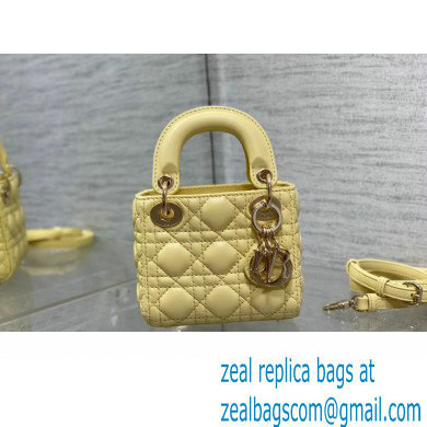 dior Lady Dior Micro Bag in yellow Cannage Lambskin 2023 - Click Image to Close