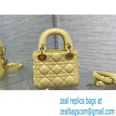 dior Lady Dior Micro Bag in yellow Cannage Lambskin 2023