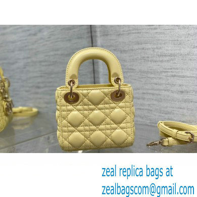 dior Lady Dior Micro Bag in yellow Cannage Lambskin 2023 - Click Image to Close