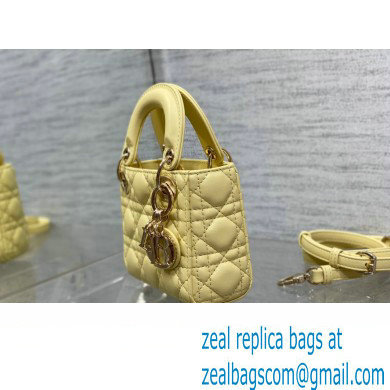 dior Lady Dior Micro Bag in yellow Cannage Lambskin 2023 - Click Image to Close