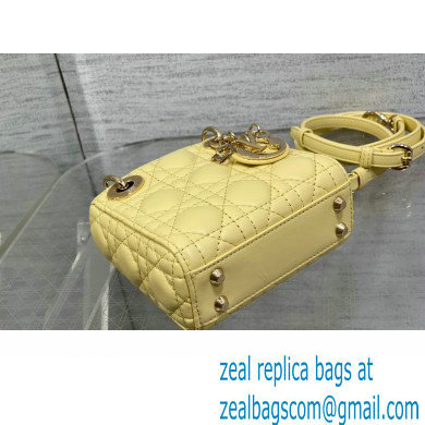 dior Lady Dior Micro Bag in yellow Cannage Lambskin 2023 - Click Image to Close