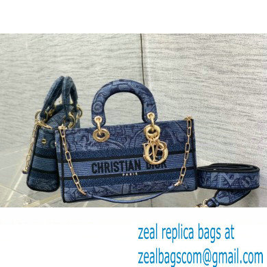 dior Medium Lady D-Joy Bag in Denim Blue Albero della Vita Embroidery 2023 - Click Image to Close