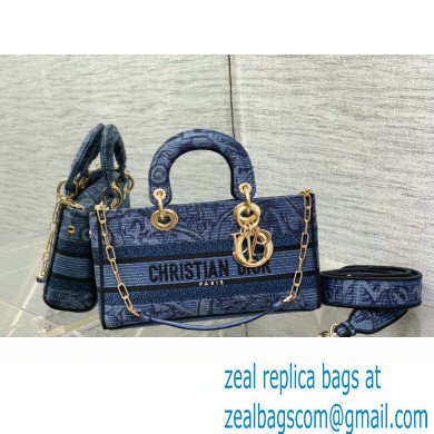 dior Medium Lady D-Joy Bag in Denim Blue Albero della Vita Embroidery 2023